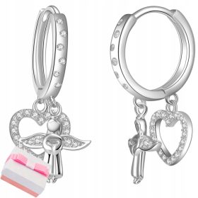 Srebrni uhani za deklice z angelcki srci