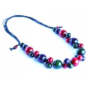 Lesena ogrlica SLIVA z nastavljivimi lesnimi perlami