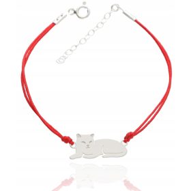 Zapestnica z mačko na vrvici, 925 SREBRO