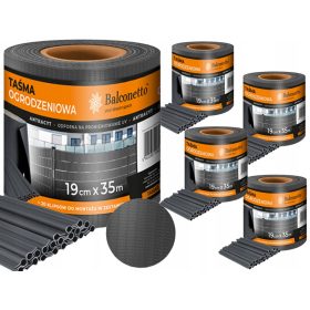   Antracitna trak ograje Balconetto 19cm x 35m x 5 kosov + klipsi