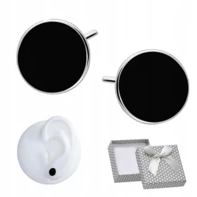    UHANI IZ SREBRA 925 Rodirani PRSTANI S ČRNIM EMAJLOM Žebljički