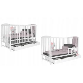 Postelja ELA s predalom, kavč v beli barvi, 120x60