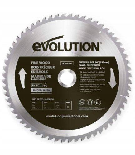  Evolution FW255TCT-60 list žage za les 255x25,4 mm