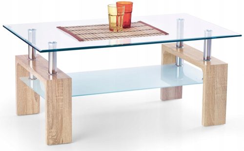 Pravokotna steklena klubsko mizico Diana Intro 100 x 60 x 45 cm, sonoma hrast