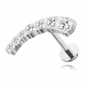 Srebrni labret iz titana s cirkoni