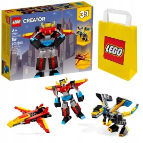   Kocke LEGO Stvaritelj 3 v 1 31124 Super Robot + LEGO papirnata vrečka 6315786 rumena 24x8x18 cm