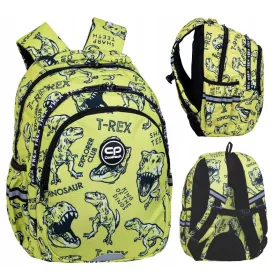   Večnamenski šolski nahrbtnik Jerry 21L Dinozavri T-Rex, 1. razred, svetlo limetna barva