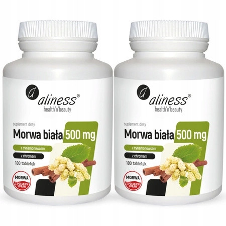 Aliness Bela Murva 500 mg z Cimetom in Kromom: 180 Tablet za Upravljanje Telesno Težo in Krvnim Sladkorjem