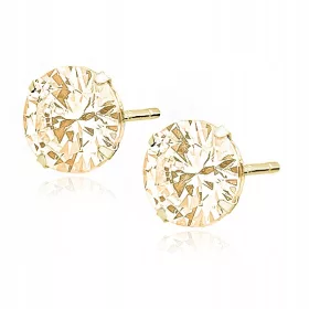  Srebrni uhani, pozlačeno 925, kubični cirkonij, 8 mm