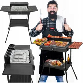    Žar, zložljivi električni žar Zilan Stand Barbecue Grill black 2400 W