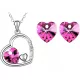 Srebrna srčna zbirka nakita s roza srčki