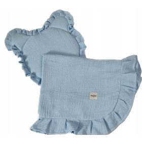   Kožušček iz muslina z blazino Medvedek z volančkom, 50x75 cm