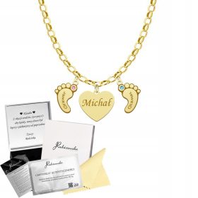    Pozlačena ogrlica s nogo v obliki srca BREZPLAČNO GRAVIRANJE