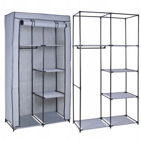   Garderobna omara zložljiva s tekstilnimi obešalniki in policami za oblačila