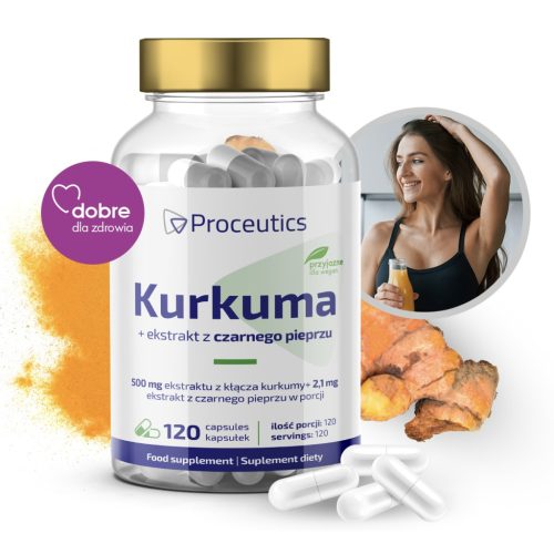 Proceutics Kurkuma in Črni poper s Piperinom, 120 kapsul