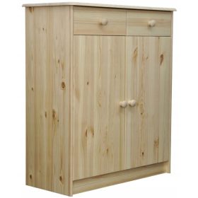   Komoda Tradicija z dvema vrati in dvema predaloma, izdelana iz borovega lesa, dimenzij 78x89x35 cm. Ta elegantna komoda je idealna za shranjevanje vaših najljubših predmetov v vašem domu. Izdelana je 