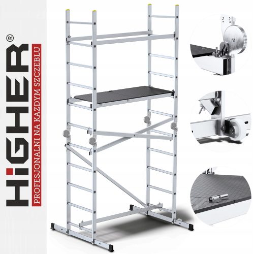Višji 4-metrski zložljiv aluminijasti mobilni oder HIGHER MultiTec®️