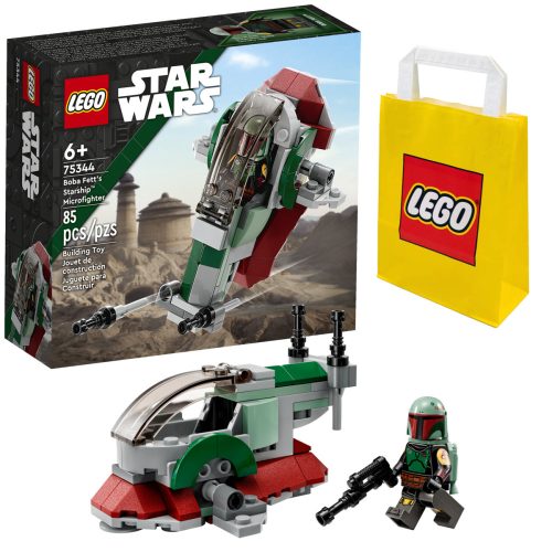 LEGO Zvezdne vojne 75344 Boba Fettov mikro vesoljski lovec + LEGO Papirnata vrečka 6315786 Rumena 24x8x18 cm