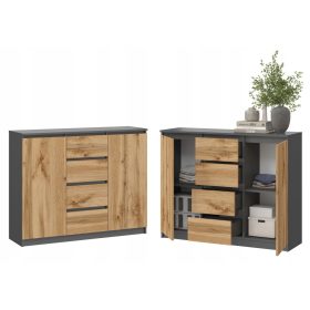 KOMODA ZARA 120 x 40 x 97 cm ANTRACIT, WOTAN HRAST MAT