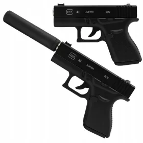   Plastična balistična pištola Glock Metal z dušilcem zvoka Asg 6 mm Free Balls