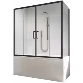   Reihe dvodelni paravan za kopalno kad 160 x 70 cm prozoren + pravokotna kopalna kad Besco Modern bela 160 x 70 cm