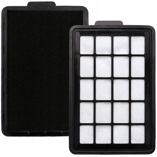 Zamenljiv pralni filter + gobica za sesalnik Amica Bagio Eco VM, ustrezen za modele VM 3011, 3021, 3041, 3042, 3043, 3044, 3045, 3046. Ta zamenljiv filter je idealen za ohranjanje moči sesanja na najv
