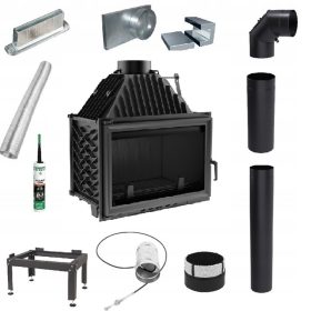   Zračni kamin Kratki Oliwia, litoželezen, 16 kW, 200 mm, črn