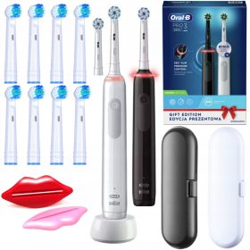   Oral-B Pro 3 3900NWB Duo Black + White Električna Zobna Ščetka Set
