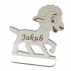   Jagnje za obhajilo s personaliziranim imenom, belo, gravura, 20 cm - Popolno darilo za obhajilo!