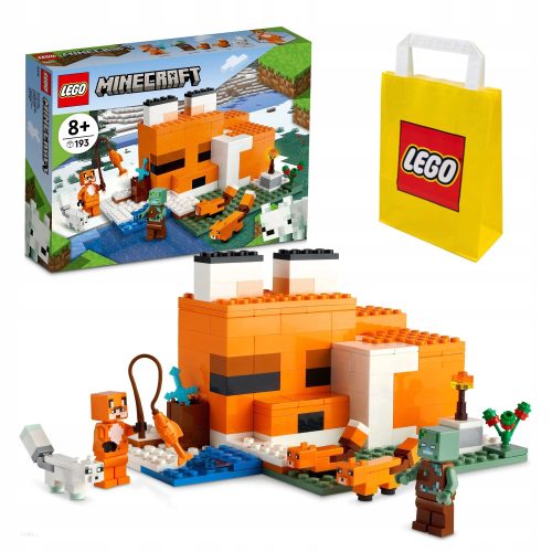LEGO Minecraft Siedlisko lisov 21178 + LEGO papirnata darilna vrečka srednje velikosti M 41x34x12 cm