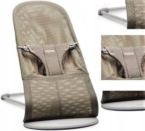 Ležalnik za dojenčke BabyBjörn BLISS MESH Grey Beige x 12 x 93 cm + mokri robčki Septona Baby Dermasoft Family Chamomile 1 x 12 kos.