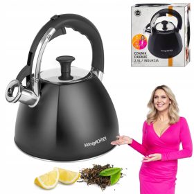   KonigHoffer tradicionalni čajnik na plin, indukcijski, 2,5 l, črn