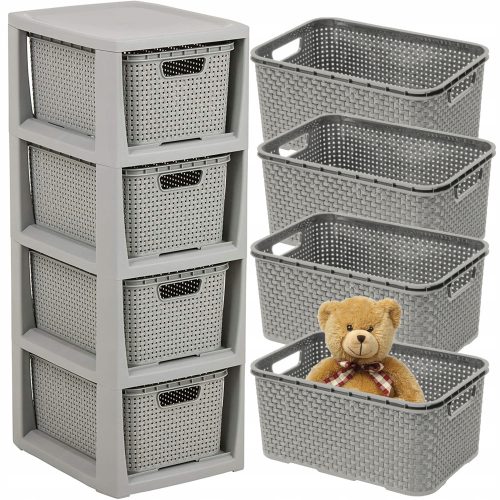 Rattan stenska omara s 4 predali Branq
