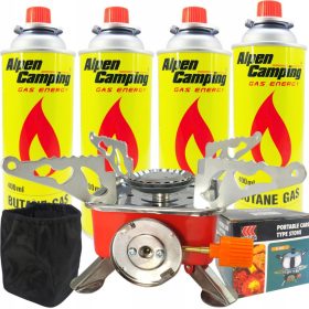 Mini turistični plinski štedilnik SET 4 x kartuše