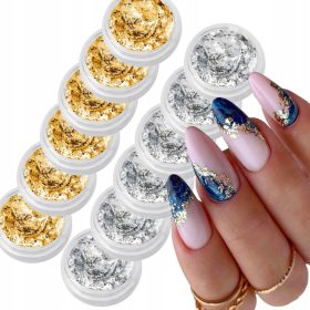   12 X METALIČNA FOLIJA ZA OKRASITEV ZLATIH IN SREBRNIH NOHTOV