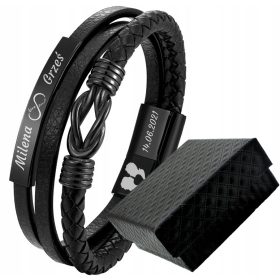  Usnjena zapestnica GIFT KNOT z GRAVIRANJEM 316L