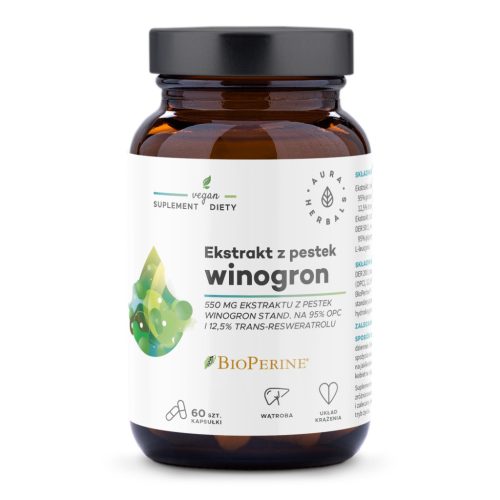 Kapsule Ekstrakta iz Semen Vinske Trte z BioPerine® - 60 Kapsul, 550mg