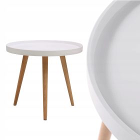 Stolček za kavo v skandinavskem stilu, bel, premer 50 cm