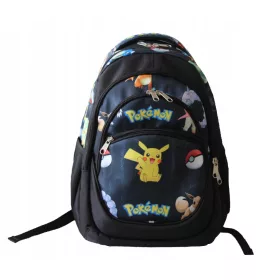   olski nahrbtnik Pikachu s Pokemon motivom in več predelki, črne barve z odtenki zelene