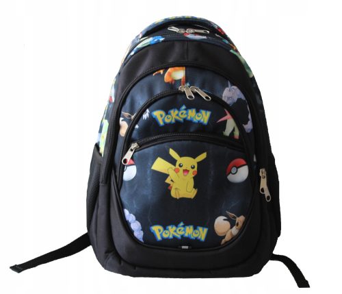 olski nahrbtnik Pikachu s Pokemon motivom in več predelki, črne barve z odtenki zelene