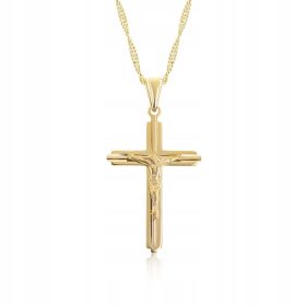 Srebrna pozlačena verižica in križ z Jezusom