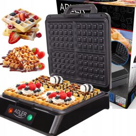  VELIKI PEKAČ ZA VAFLJE ADLER AD3036 MOČAN 1500W 4 VAFLJE