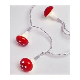   Božična veriga LED dekoracija - Rdeči kraški gobančki - 10 lučk