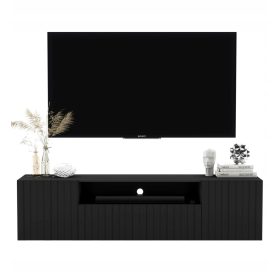   Glamour TV omarica s črno mat površino, viseča TV omarica - 150 cm