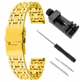   ZLATA STALNA ZAPESTNICA ZA URO - 24MM - Visokokakovostna zapestnica iz nerjavečega jekla, primerna za vse vrste zapestij. Izdelana je iz hipoalergenega materiala brez niklja, kar preprečuje alergijske