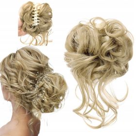 enski naravni sintetični lasni vložek v svetlo blond barvi