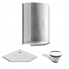   Hidrosan petkotna tuš kabina s kromiranimi krilnimi vrati 100 x 100 cm