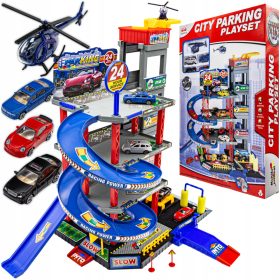 PARKIRIŠČE ZA OTROKE GARAŽA Z AVTOMOBILI IN HELIKOPTER