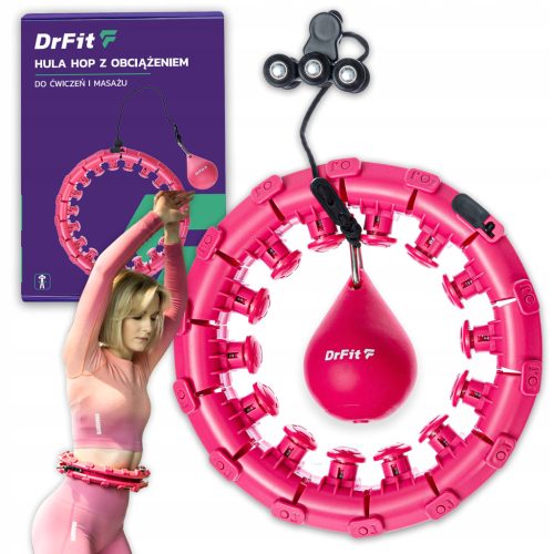  Hula hoop z DrFit čepki, 120 cm, roza