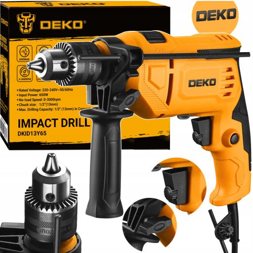DEKO MOČEN UDARNI VRTALNIK 650W NASTAVITEV HITROSTI DKID13Y65
